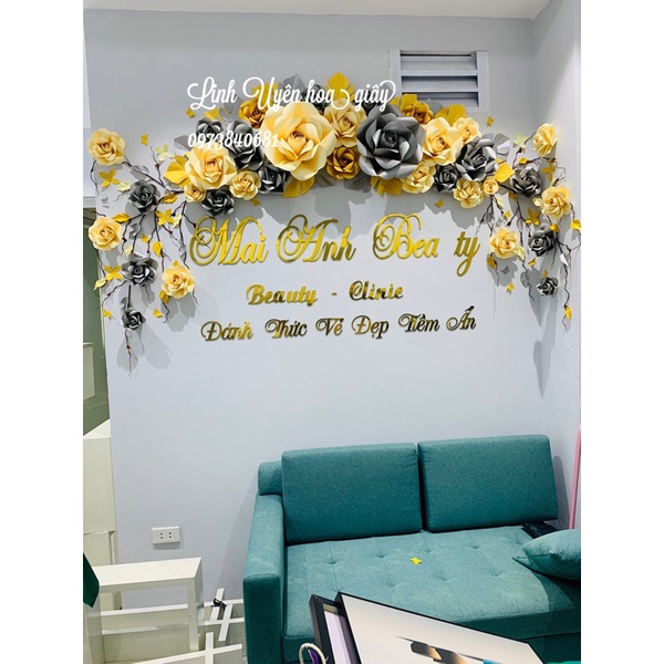 sét hoa giấy trang trí tiệm nail mi spa | Shopee Việt Nam