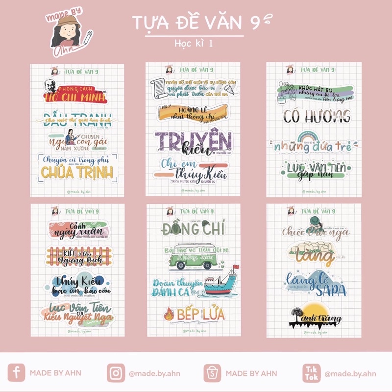 Bộ 40 Sticker TỰA ĐỀ VĂN HỌC 9 - MADE BY AHN thiết kế | Shopee ...