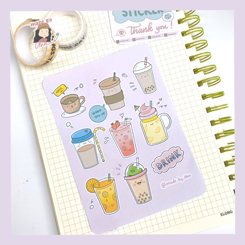 Sticker Đồ Uống dễ thương trang trí sổ tay, Bullet journal - MADE ...