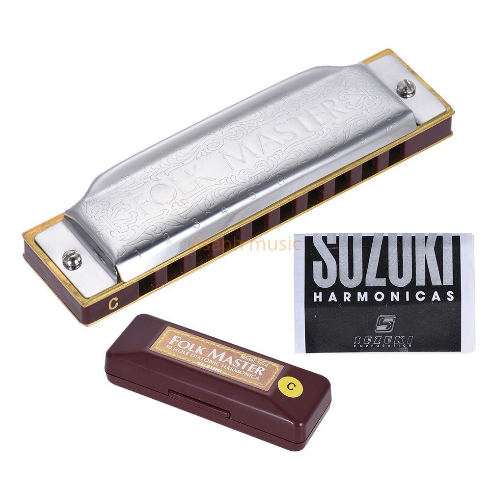 Kèn Harmonica Suzuki 1072-C Folkmaster 10 lỗ tiêu chuẩn 20 tông cho học  sinh/ người mới tập chơi