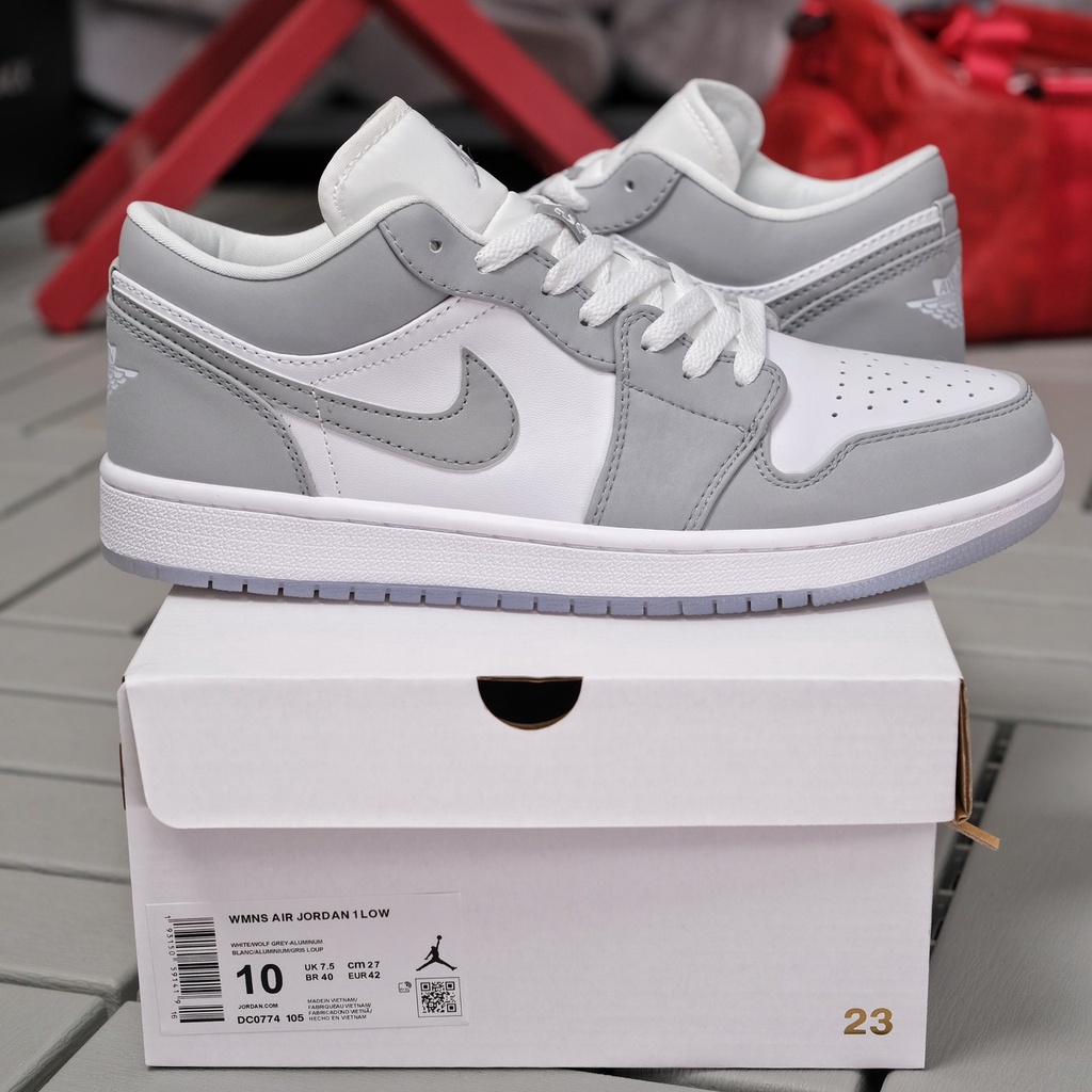 giày nike wmns air jordan 1 low white wolf grey