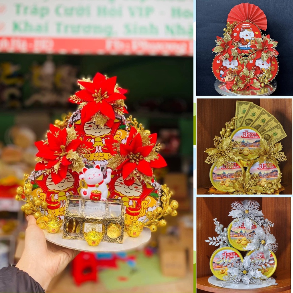 Set phụ kiện trang trí tháp oản, tháp bánh tài lộc, tháp bánh ...