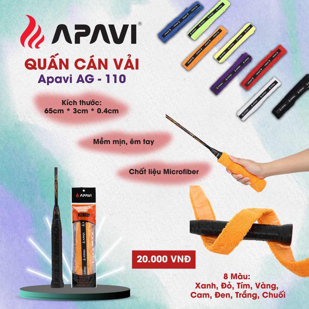 Bọc cán Vợt Cầu lông Apavi AG-020, Tiện lơi, sang trọng, chất liêu Da PU