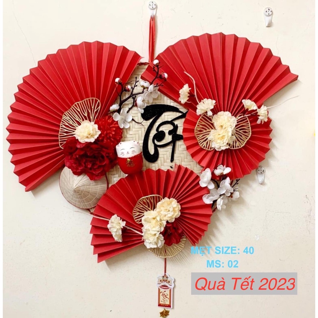 Mẹt quạt decor treo tết đón tài lộc 40cm trang trí Tết 2024 Quý ...