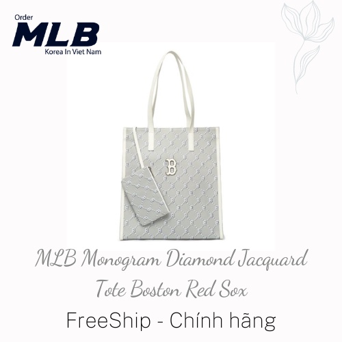 MLB KOREA Monogram Diamond Jacquard Bucket Bag Boston Red Sox