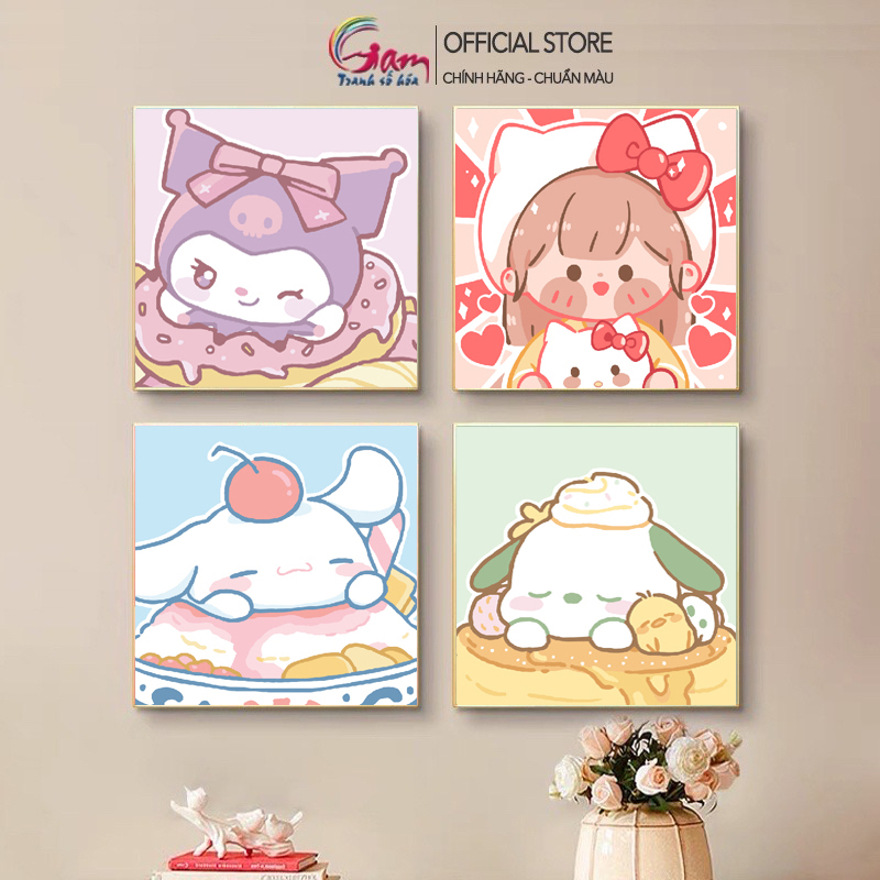 Tranh Tô Màu Số Hóa Mini Đơn Giản Dễ Tô Gam Nhân Vật Hoạt Hình My Melody  Kuromi 20X20Cm | Shopee Việt Nam