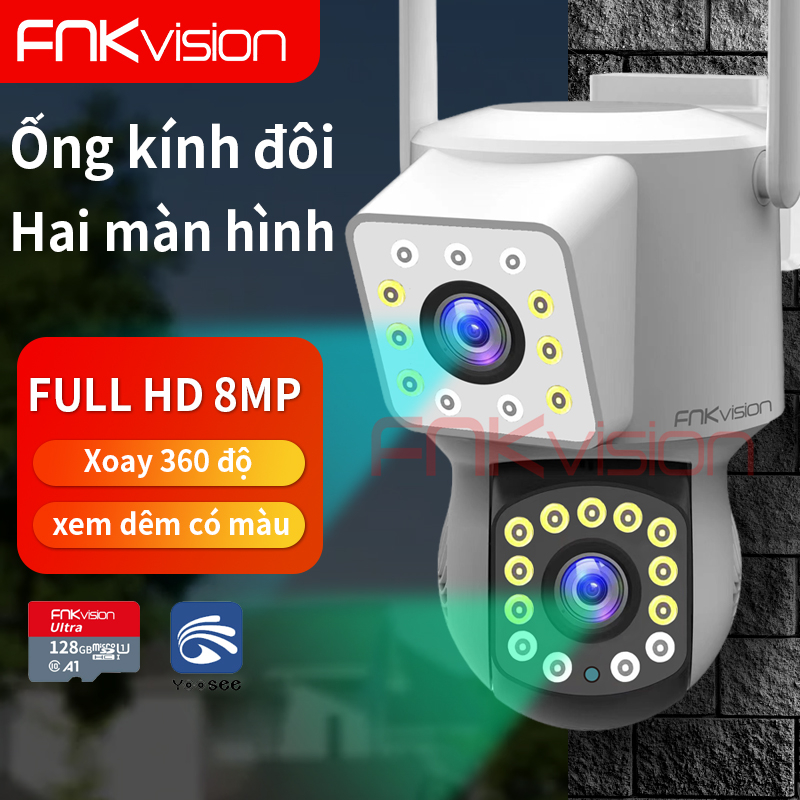 Camera Fnkvision 2 mắt Yoosee 8.0MP - xem 360 độ không góc chết, ban đêm có  màu, hai giao diện quan sát | Shopee Việt Nam