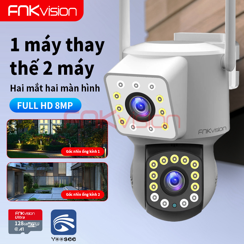 Camera Fnkvision 2 mắt Yoosee, chống nước quan sát 360 độ cực rõ nét 8.0MP,  thao tác qua điện thoại | Shopee Việt Nam