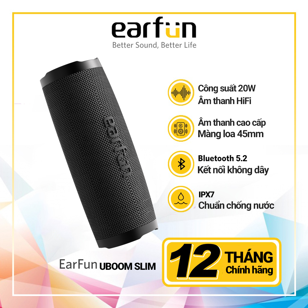 EarFun UBOOM Slim Bluetooth 5.2 ワイヤレススピーカー 低音増強 20W