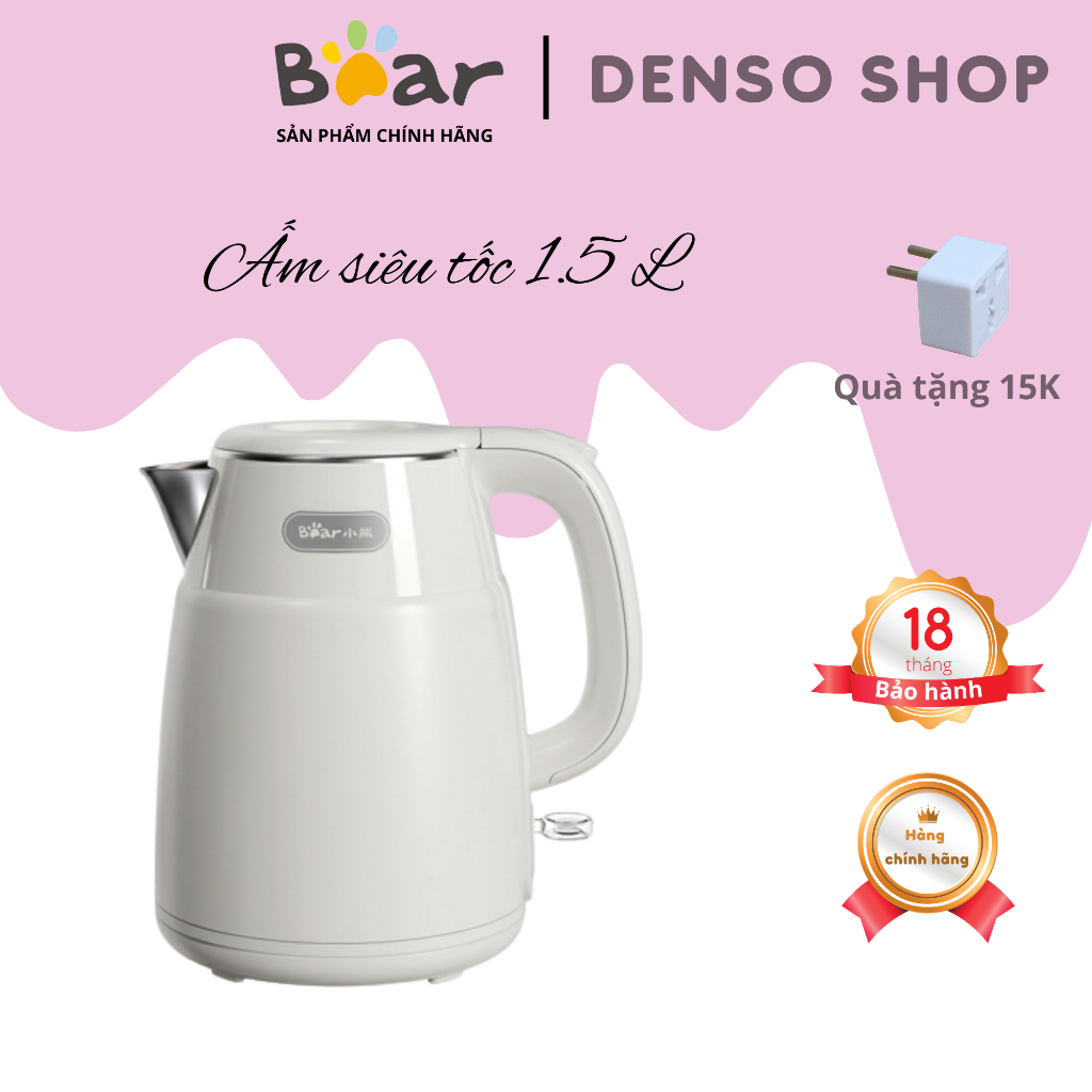 Bear Electric Kettle, ZDH-Q15U8, 1.5L Stainless Steel , 1500W with