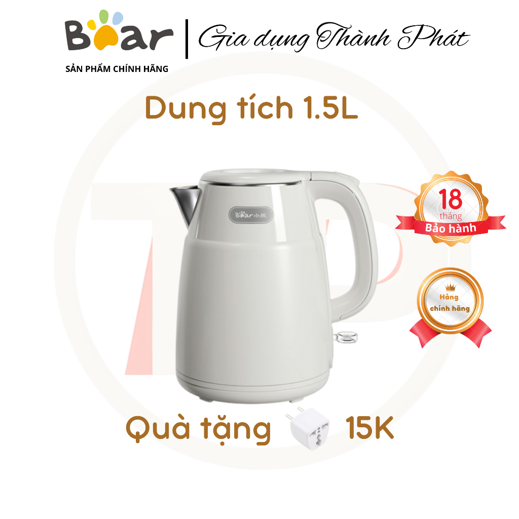 Bear Electric Kettle, ZDH-Q15U8, 1.5L Stainless Steel , 1500W with