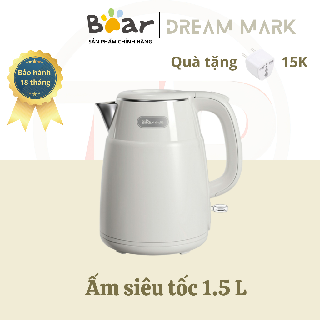 Bear Electric Kettle, ZDH-Q15U8, 1.5L Stainless Steel , 1500W with