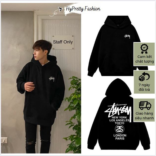 Ao hoodie STUSSY London ch t n bong day d n cao c p nam n mua thu ong HYPRETTY 01