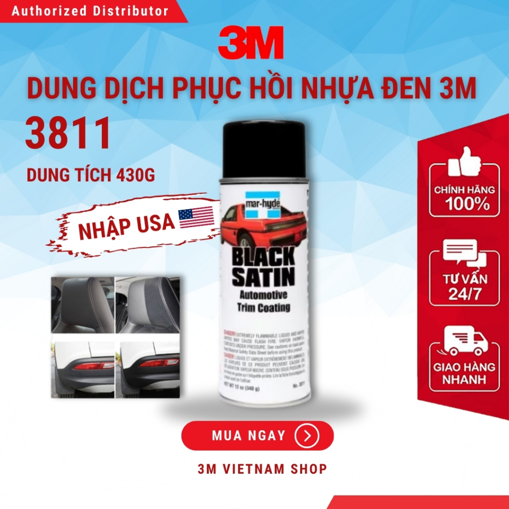 3M™ Mar-Hyde® Black Satin Automotive Trim Coating, 3811, 12 oz