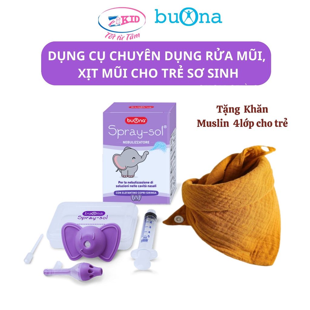 GIÁ GỐC]Buona Spray-sol - Dụng cụ xịt mũi chuyên dụng cho trẻ - Thuốc 5 sao  - Uy tín, chất lượng, chính hãng