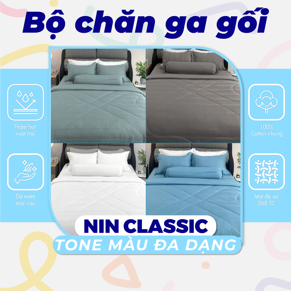 Bộ 3 món drap và áo gối NIN Collins B2201_NH020 (120x200+30cm) giá tốt