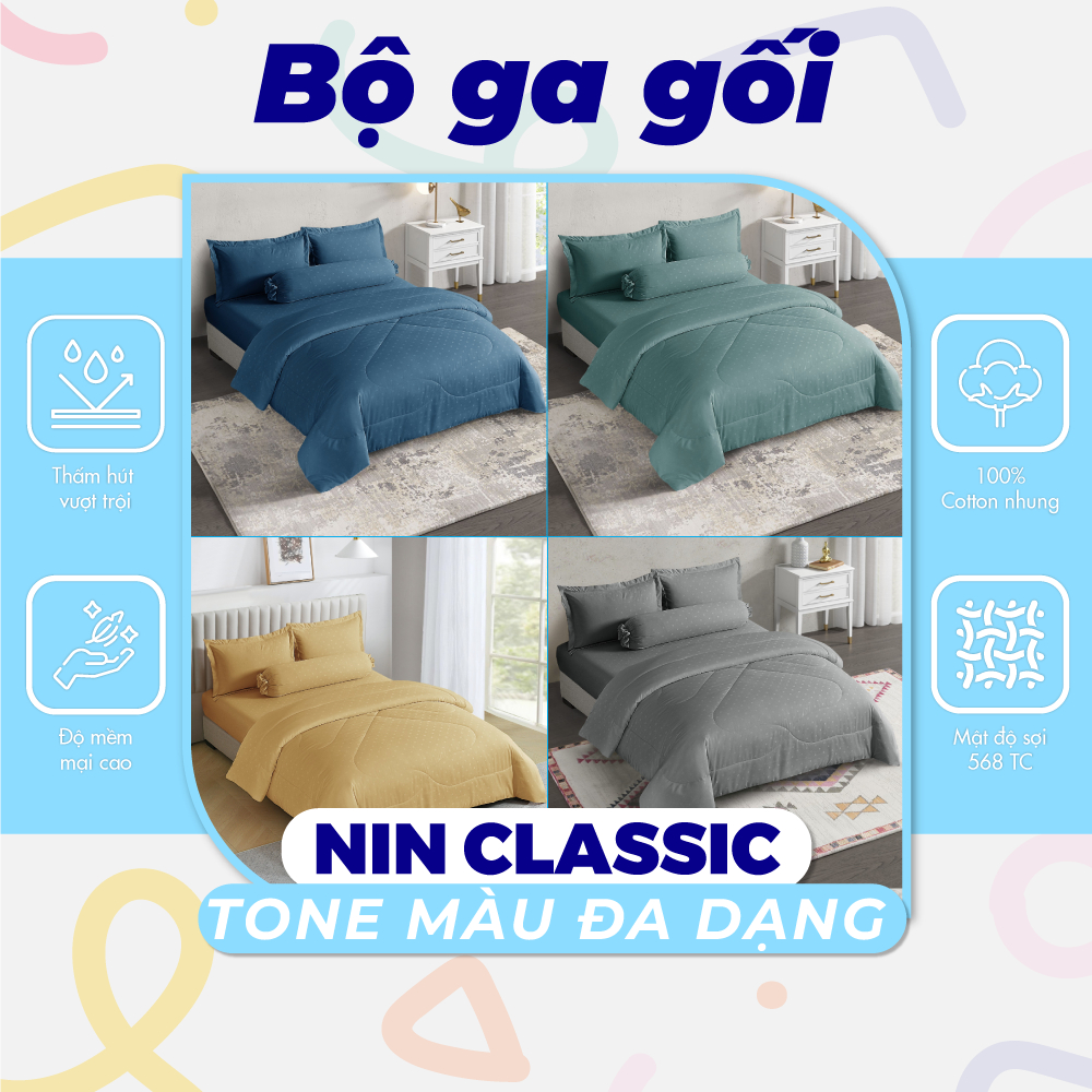 Bộ 3 món drap và áo gối NIN Collins B2201_NH020 (120x200+30cm) giá tốt