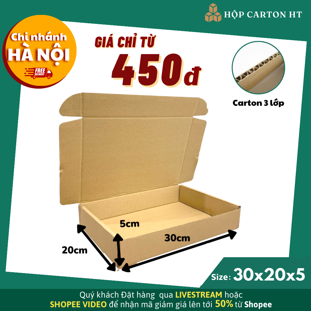 Combo 10 30x20x5 Hộp carton nắp gài, thùng bìa giấy cod nắp cài gói hàng  quần áo, quà tặng handmade giá rẻ | Shopee Việt Nam